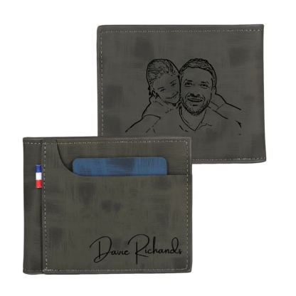 Personalised Men's Wallet - Custom Photo and Text in Brown/Gray - Christmas Gift for Him | Jessemade