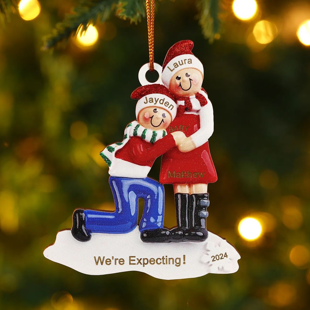 Personalised Christmas Ornament with Santa and Tree - Customize 3 Names and 1 Text Home Decorations | Jessemade