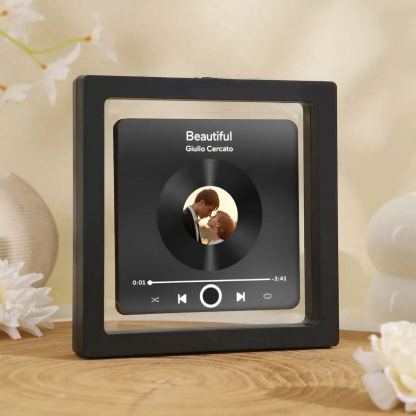 Personalised Photo Fridge Magnet with Favorite Song – Elegant Gift for Couples in Black or Color | Jessemade