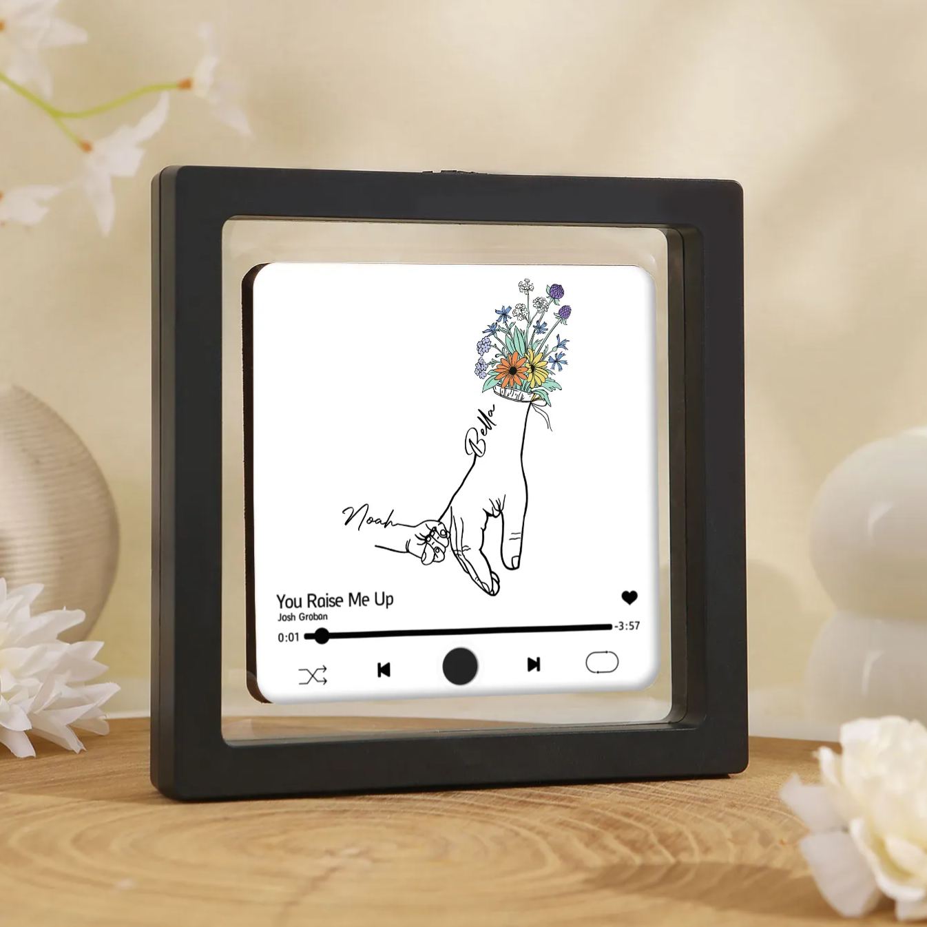 Personalised Acrylic Tree of Life Refrigerator Magnet with Custom 2 Names and Song Gift for Parents | Jessemade