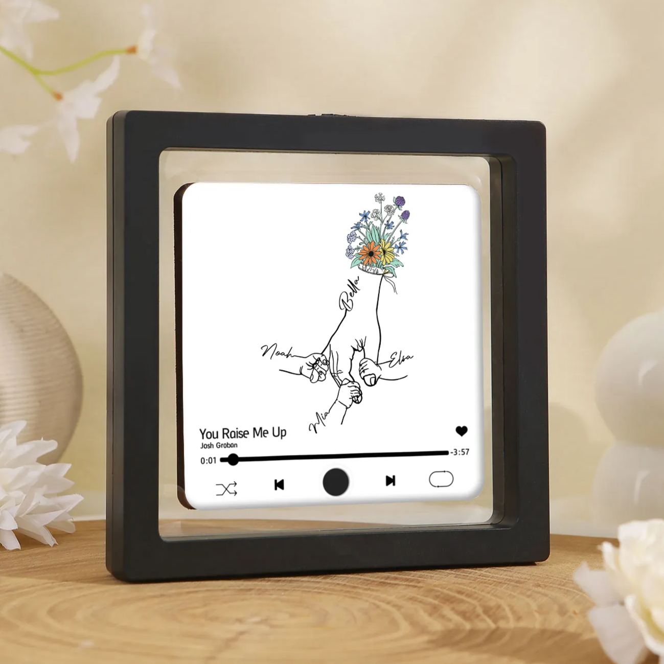 Personalised Hand-Holding Refrigerator Sticker with Custom 4 Names and Music Thoughtful Gift for Mum | Jessemade
