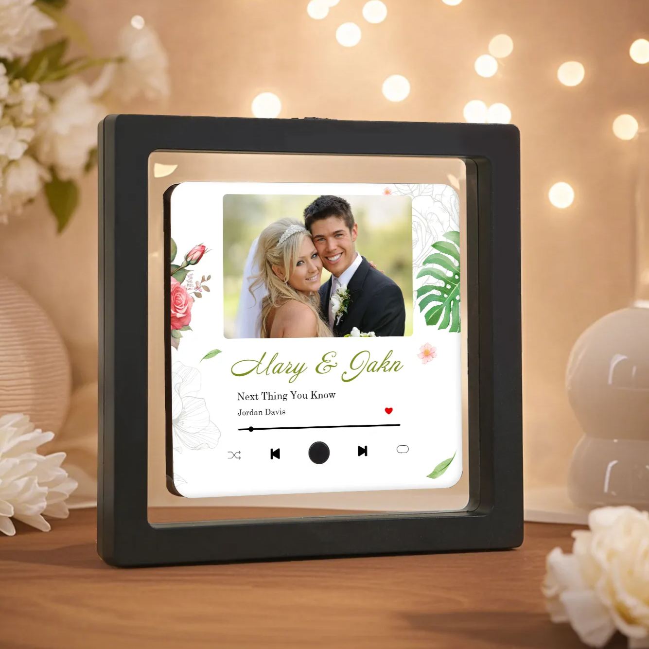 Personalised Music Fridge Sticker with 2 Names, 1 Photo & 1 Song – Romantic Valentine’s Day Gift for Him/Her | Jessemade