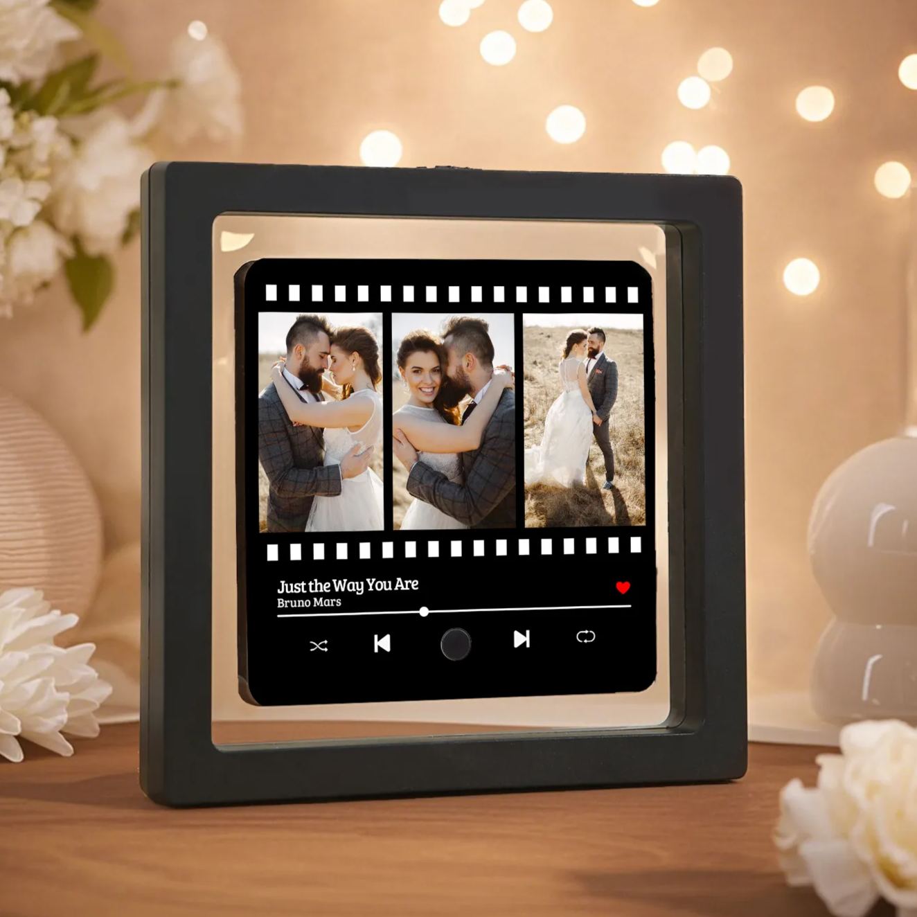 Personalised Music Refrigerator Sticker with 4 Photos, 2 Names, 1 Date, and Favorite Song – Valentine's Day Gift for Him/Her | Jessemade