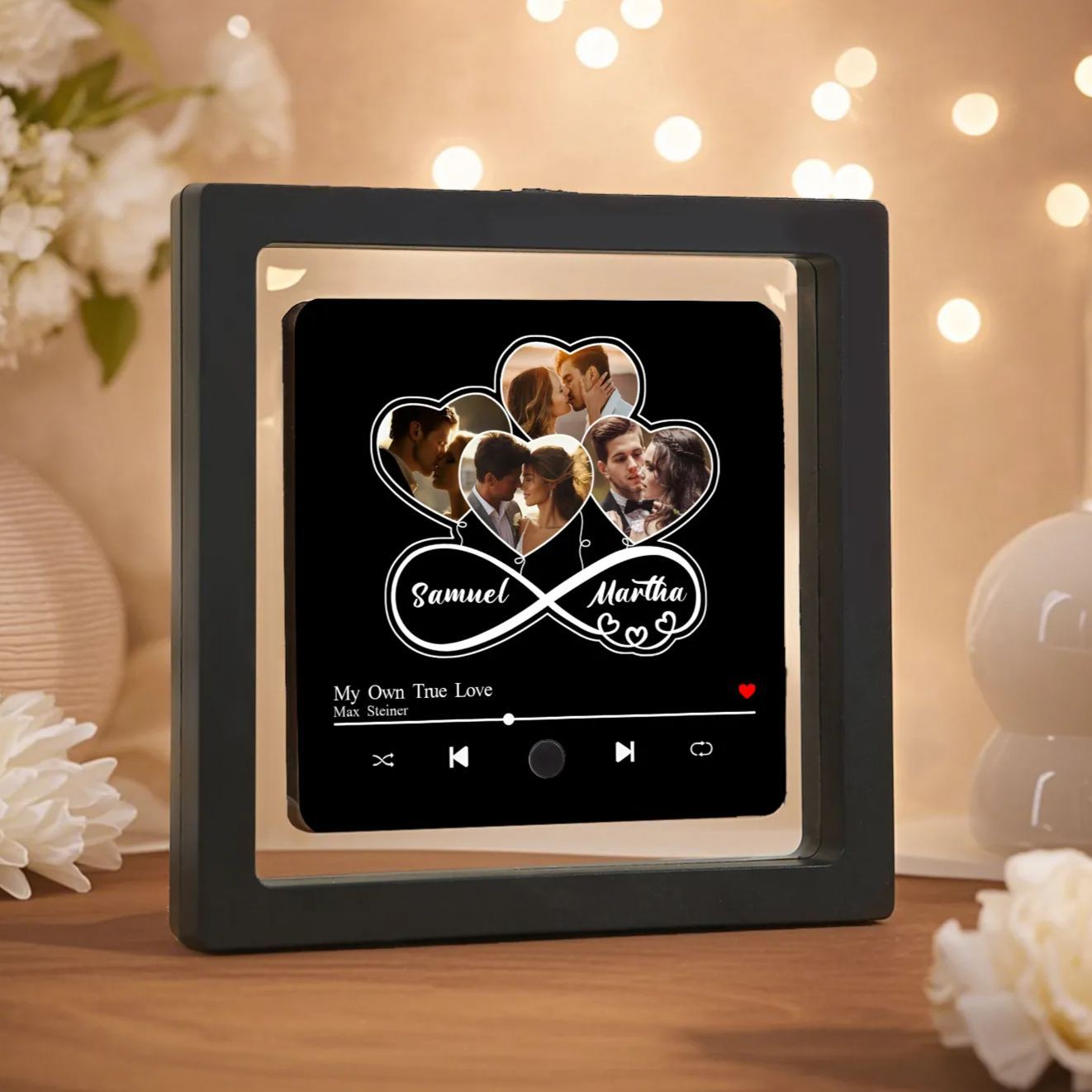 Personalised Music Fridge Magnet with Custom Photo, 2 Names & Song – Perfect Valentine’s Day Gift for Him/Her | Jessemade