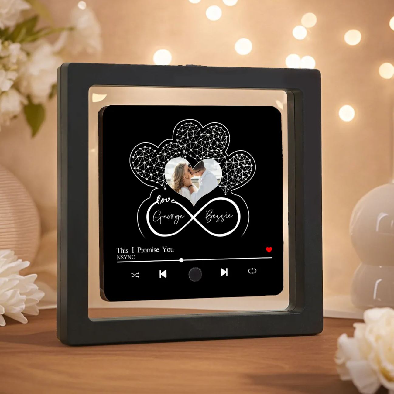 Personalised Music Fridge Magnet with Custom Photo, 2 Names & Song – Perfect Valentine’s Day Gift for Him/Her | Jessemade