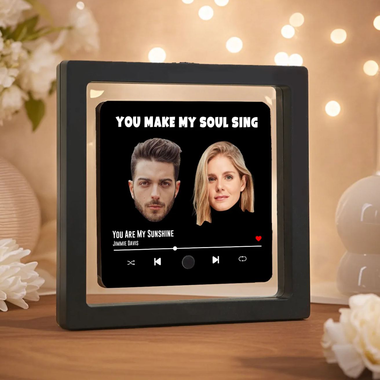 Personalised Music Fridge Magnet with Custom 2 Photo, 1 Text & Song – Valentine’s Day Gift for Him/Her | Jessemade