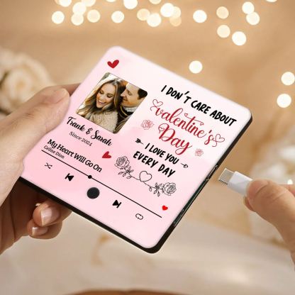 Personalised Music Refrigerator Magnet - Customized with 2 Names, 1 Photo, 1 Date & 1 Song, Pink Heart & Rose Design, “I Love You Every Day”, Valentine’s Day Gift for Couple | Jessemade