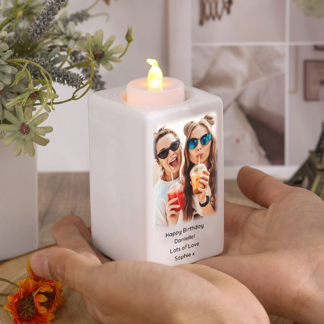 Personalised Photo Candle Holder- Custom Name & Text Gift | Jessemade