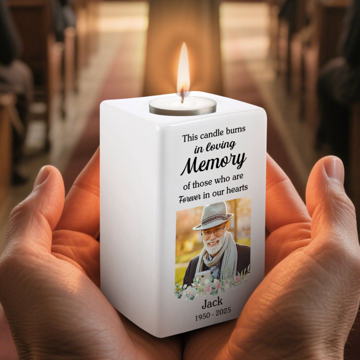 Personalised Photo Memorial Candle Holder - Custom Name & Dates Memorial Gift | Jessemade