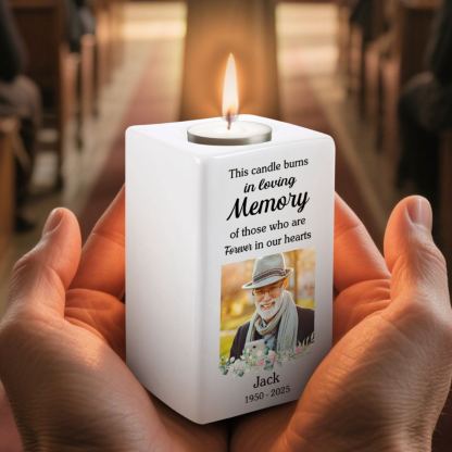Personalised Photo Memorial Candle Holder - Custom Name & Dates Memorial Gift | Jessemade