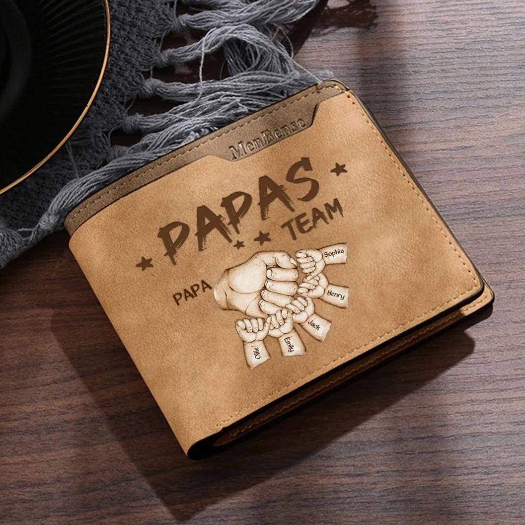 6 Names Personalised Papa's Team Wallet – Custom Father's Day Gift for Dad | Jessemade
