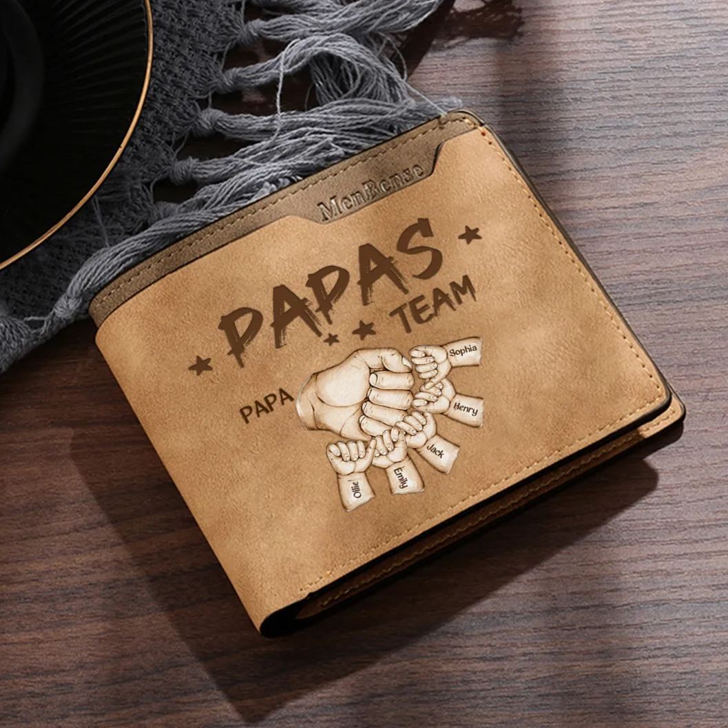 6 Names Personalised Papa's Team Wallet – Custom Father's Day Gift for Dad | Jessemade