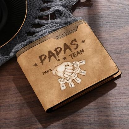 6 Names Personalised Papa's Team Wallet – Custom Father's Day Gift for Dad | Jessemade