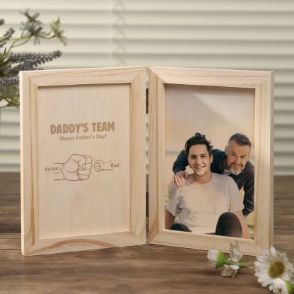 2 Names Personalised Wooden Frame with Photo and Date - Father’s Day Gift | Jessemade