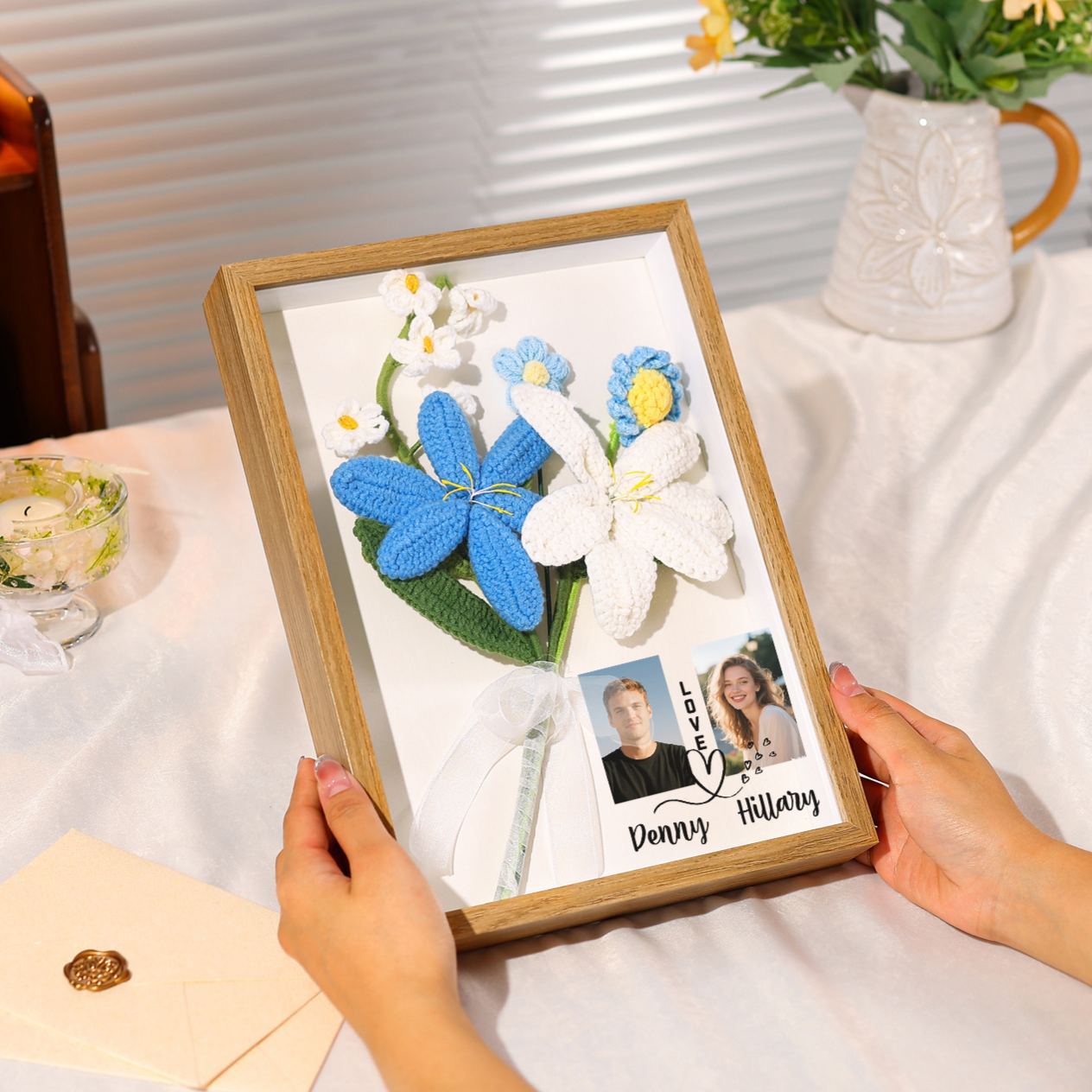 Personalised 3D Tulip Crochet Flower Photo Frame