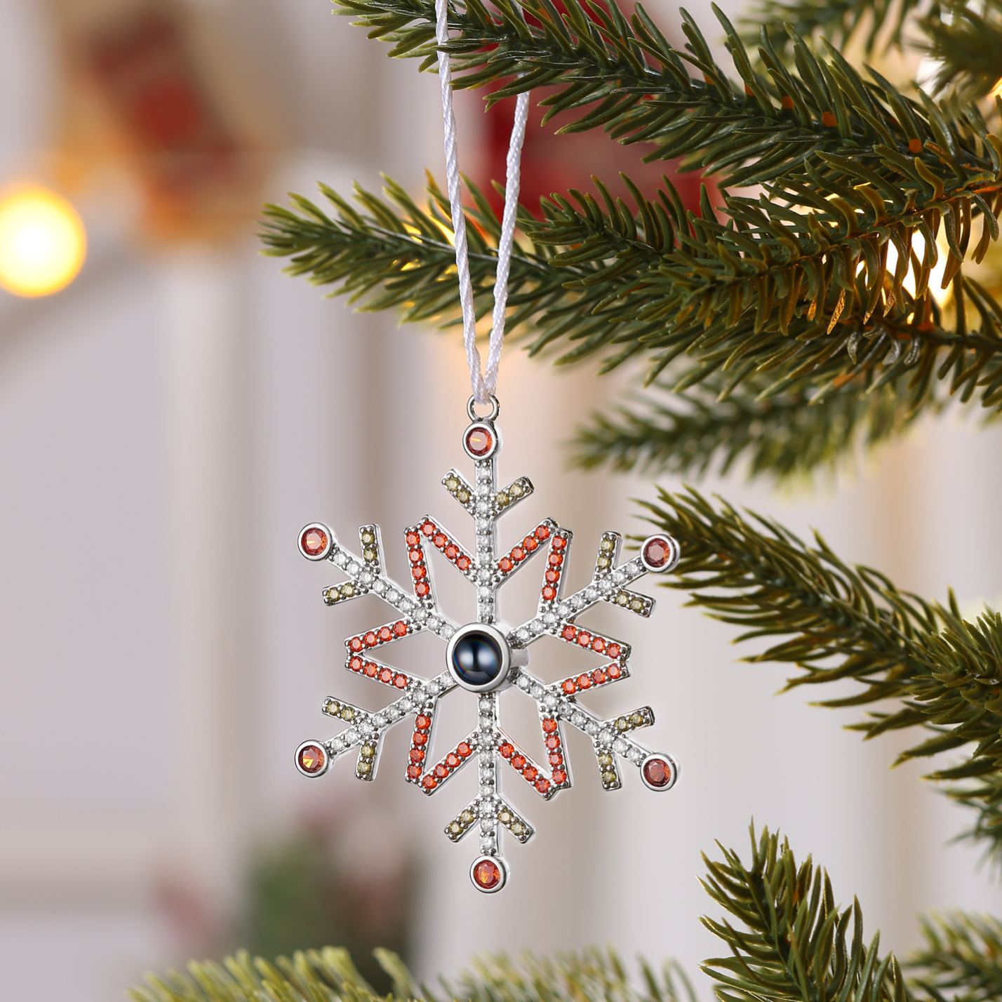 Personalised Snowflake Photo Projection Christmas Tree Decoration