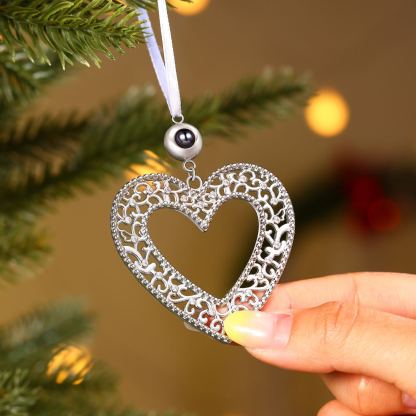 Personalised Heart Photo Projection Christmas Tree Ornament Decoration
