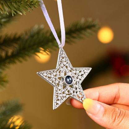 Personalised Star Christmas Ornament Decoration With Photo Projection