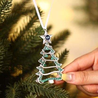 Personalised Photo Projection Christmas Green Tree Star Decoration