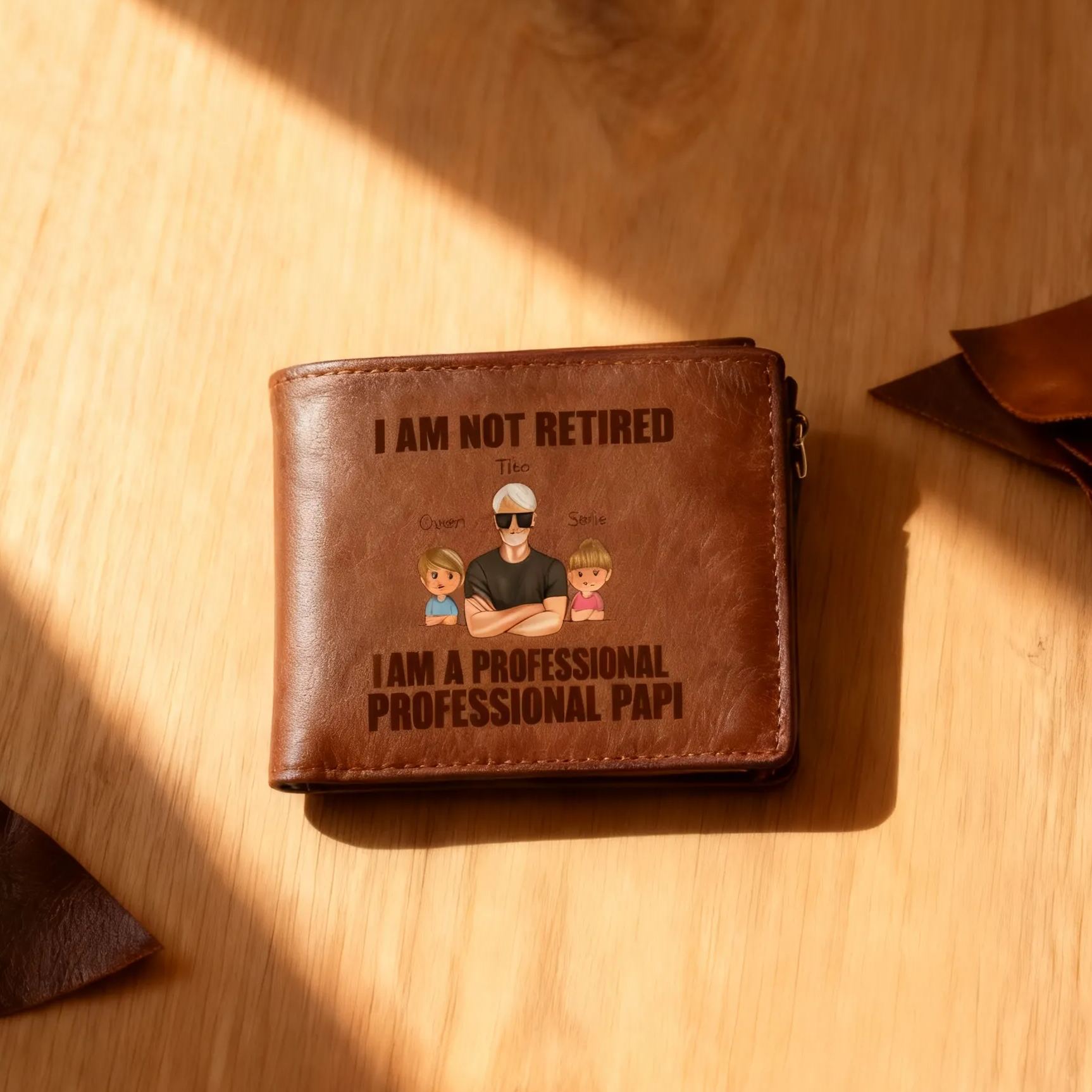 Personalised PU leather wallet, "I'm a professional grandad"