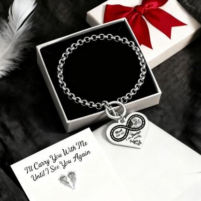 Personalised Memorial Steel Infinity Heart Photo Bracelet