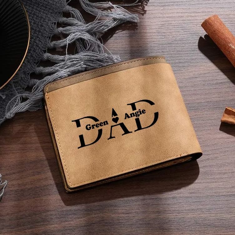 Personalised Photo Engraved Leather Dad Wallet