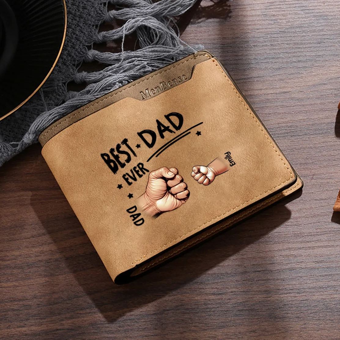 Personalised Wallet with 1–6 Custom Names for Best Dad 