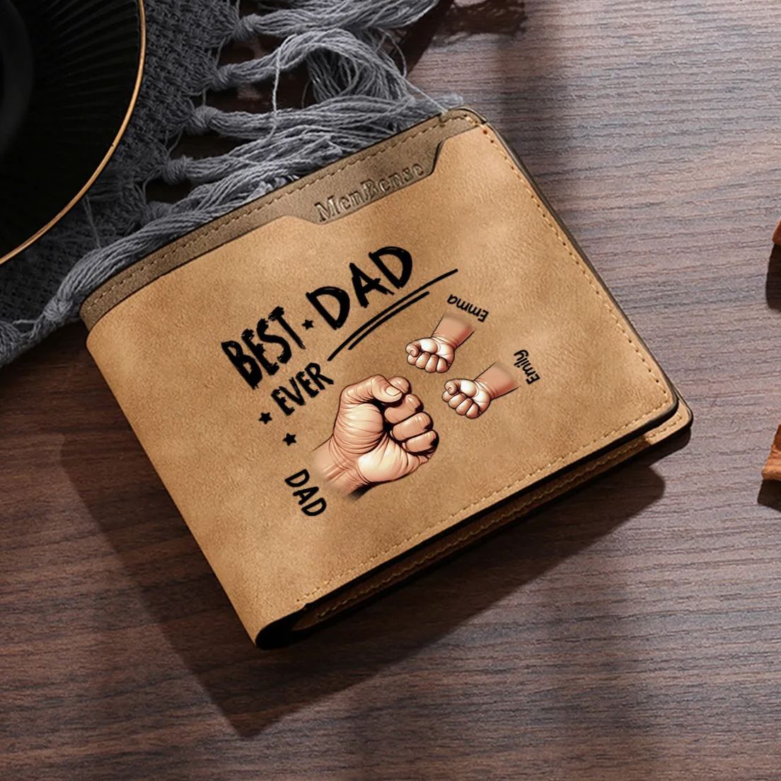 Personalised Wallet with 1–6 Custom Names for Best Dad 