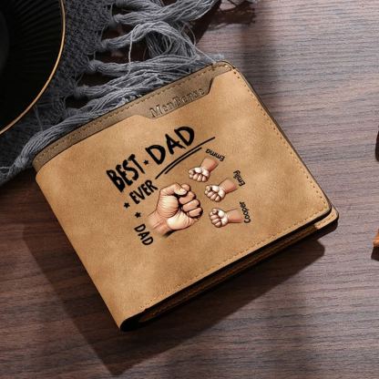 Personalised Wallet with 1–6 Custom Names for Best Dad 