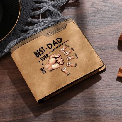 Personalised Wallet with 1–6 Custom Names for Best Dad 
