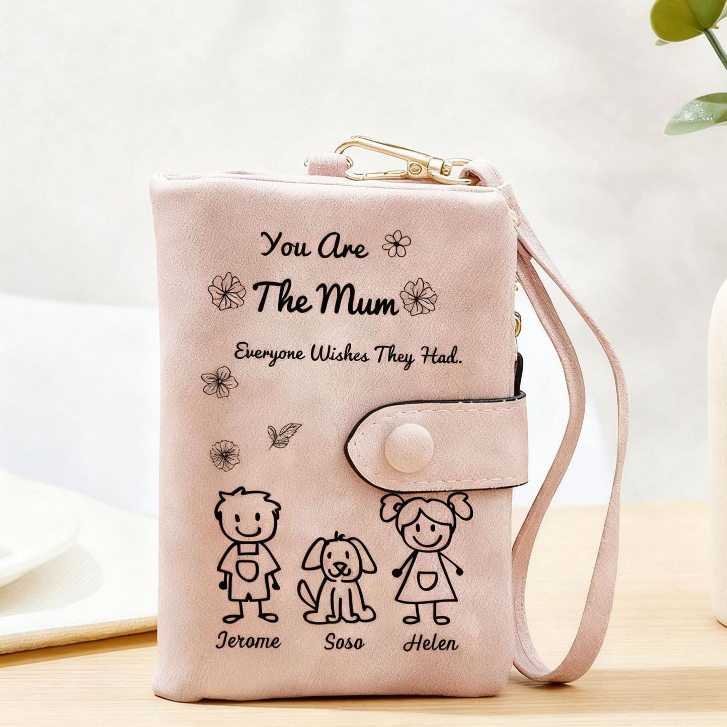 Personalised Mum Purse Wristlet Wallet With 1-6 Names