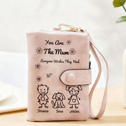 Personalised Mum Purse Wristlet Wallet With 1-6 Names
