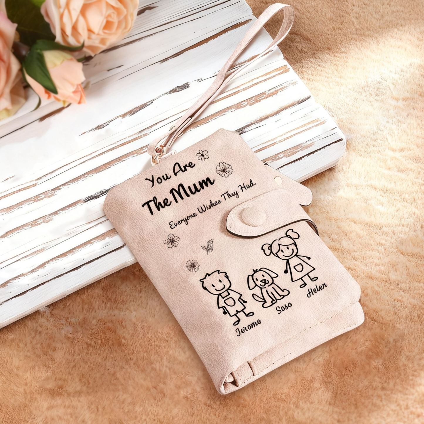 Personalised Mum Purse Wristlet Wallet With 1-6 Names