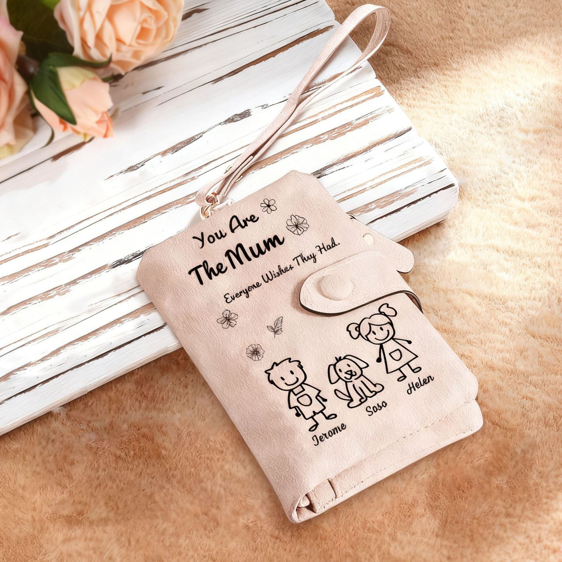 Personalised Mum Purse Wristlet Wallet With 1-6 Names