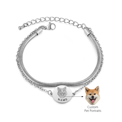 Personalised Pet Portrait Snake Chain Bracelet