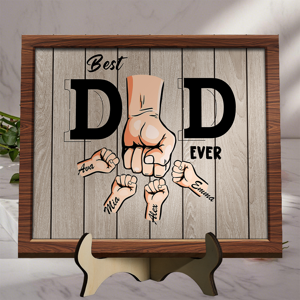Personalised Best Dad Fist Bump Wooden Sign