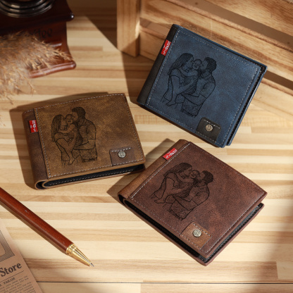 Personalised Men’s Wallet Made From Genuine Leather With an Engraved Photo and Name