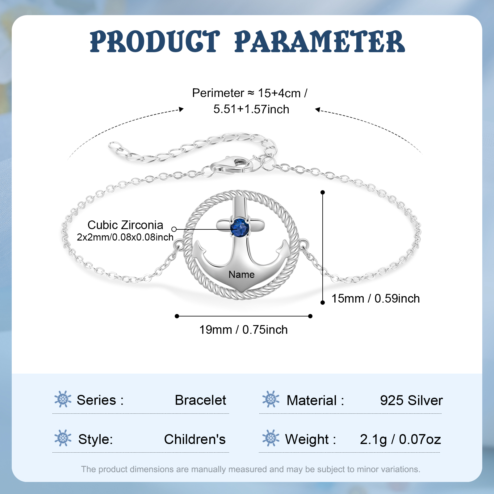 Personalised Birthstone S925 Bracelet with Names for Parent-child