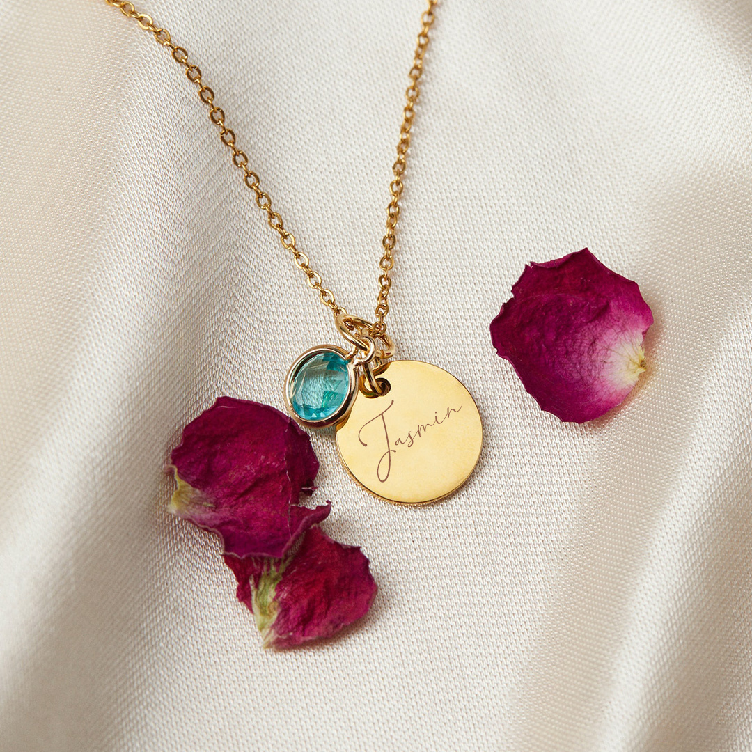 Personalised Name Necklace Custom Birthstone Birthday Gift for Her | Jessemade