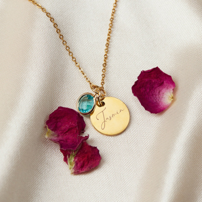Personalised Name Necklace Custom Birthstone Birthday Gift for Her | Jessemade