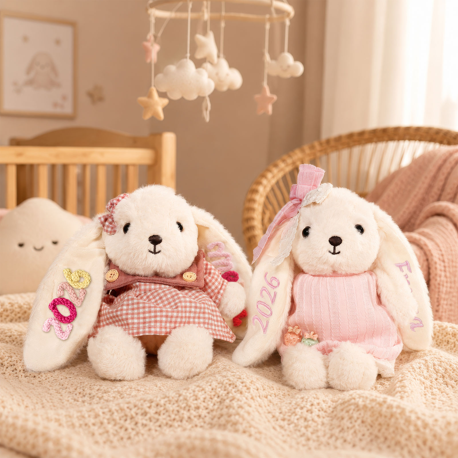 Personalised Pink Bunny Plush Doll Keepsake Gift For Kids