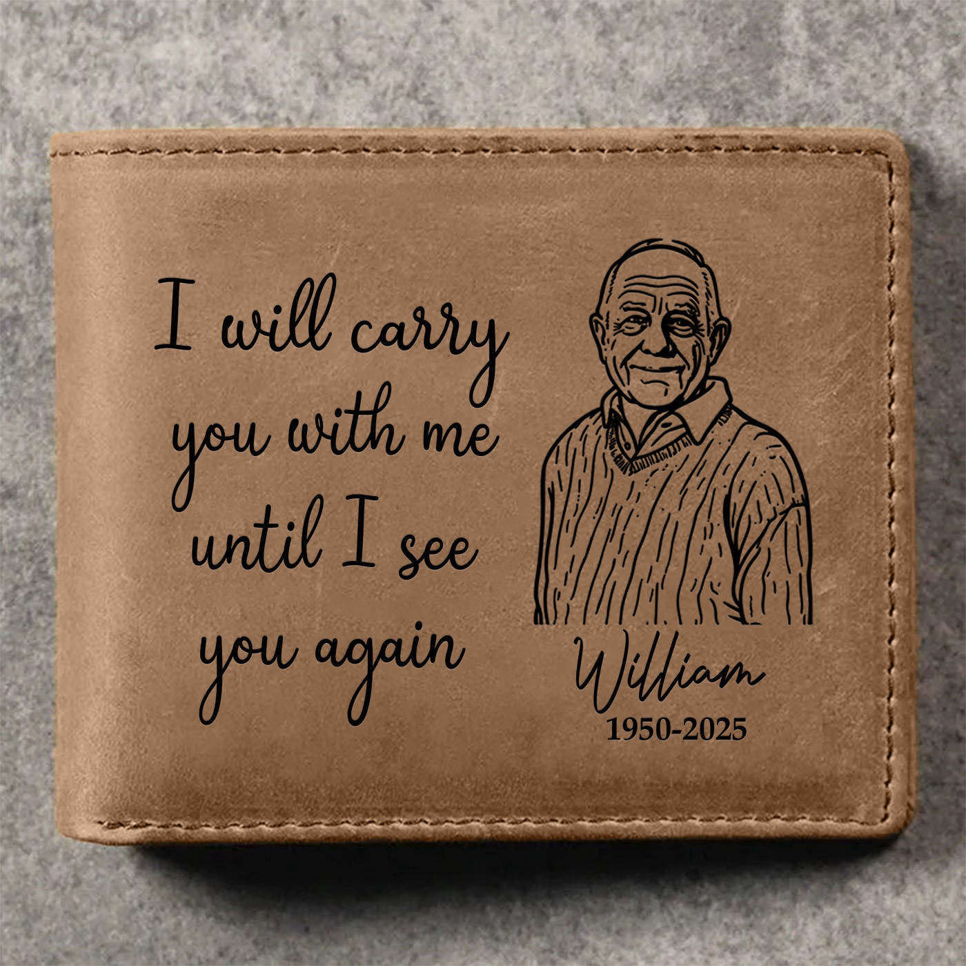 Personalised PU Memorial Leather Wallet Custom Photo Keepsake Memorial Gift | Jessemade
