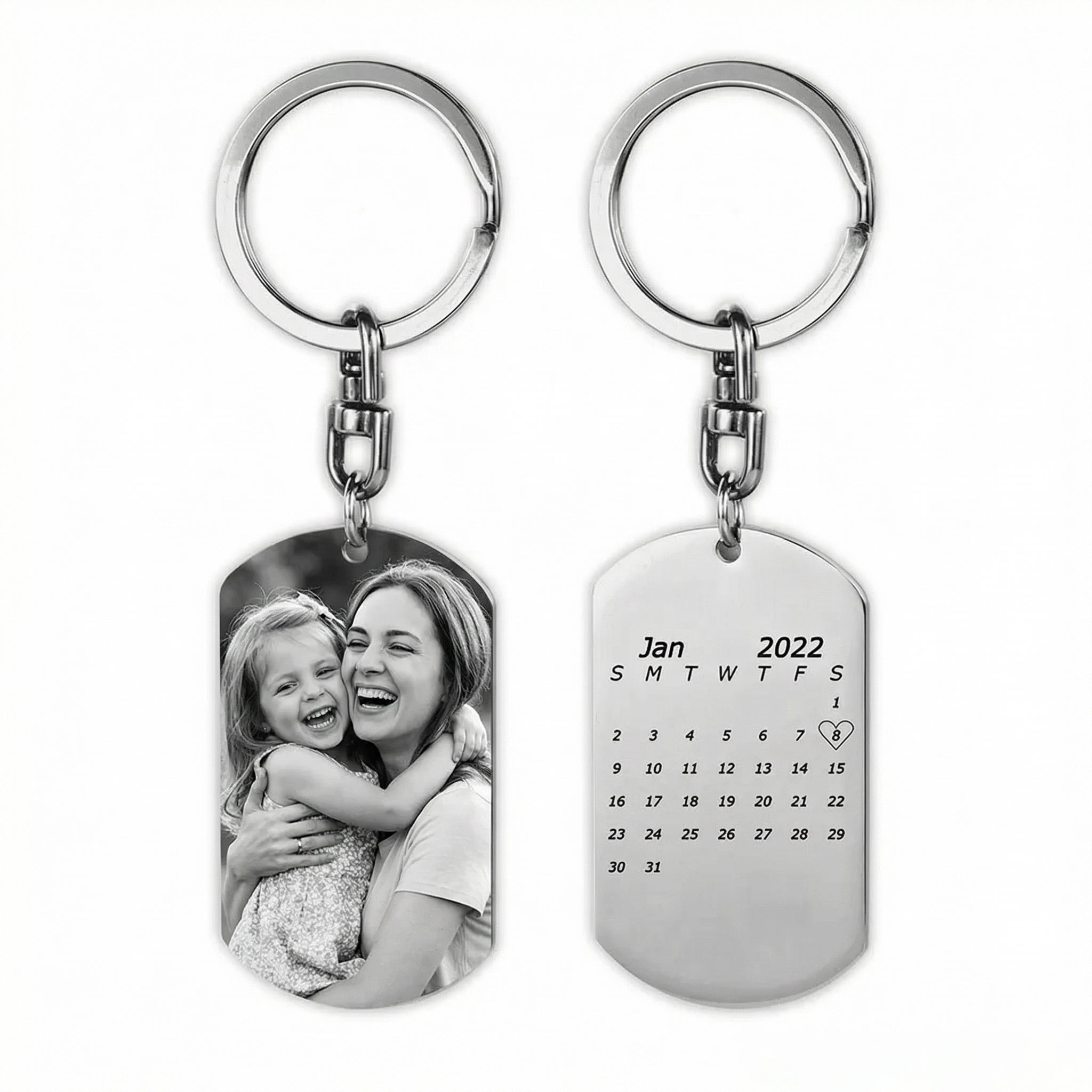 Personalised Photo Keyring with Engraving 1 Special Date Keyring Gifts for Love One