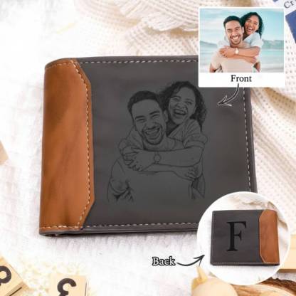 Personalised Name Leather Wallet Engraved Letter And Photo Gift For Her