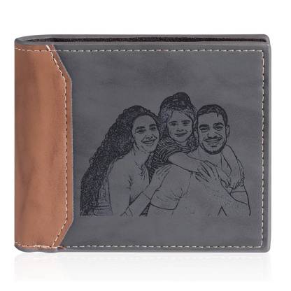 Personalised Name Leather Wallet Engraved Letter And Photo Gift For Dad