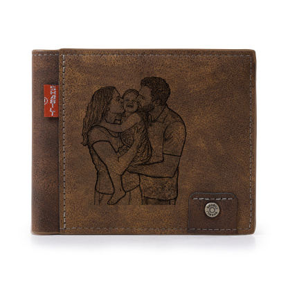 Personalised Men’s Wallet Made From Genuine Leather With an Engraved Photo and Name