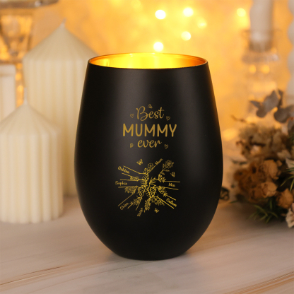 Personalised Glass Candle Holder “Best Mum/Nanny Ever” with 2–7 Children’s Names