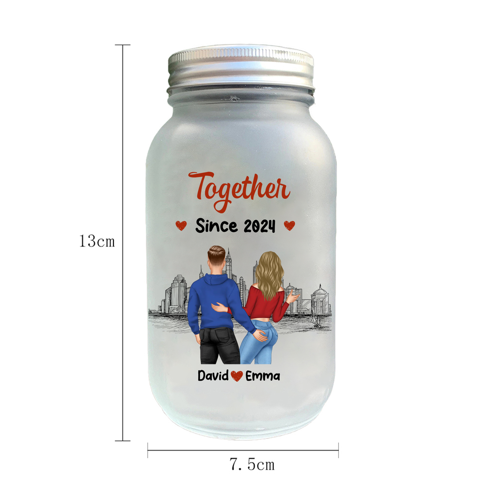 Personalised Couple Figure Solar Mason Jar 