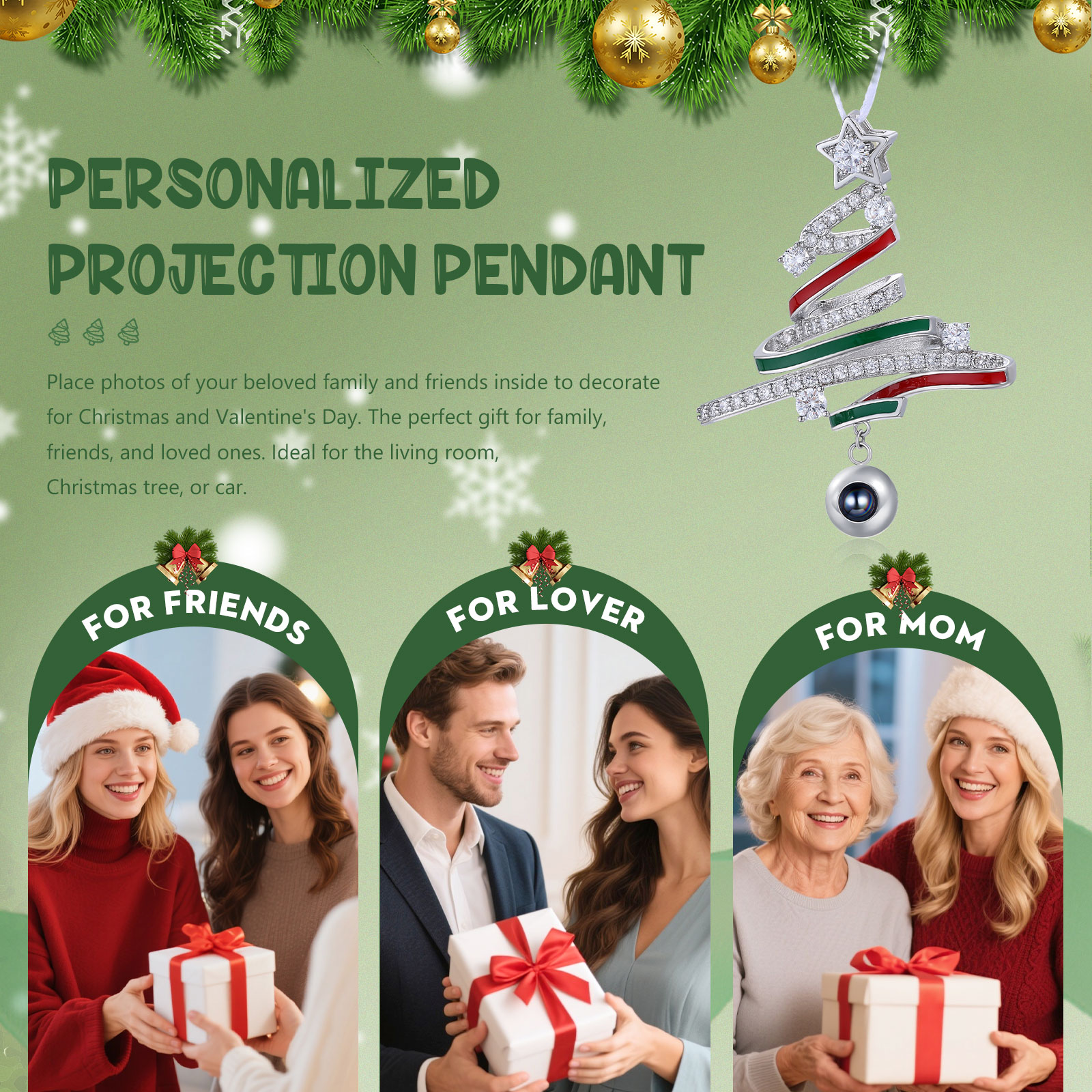 Personalised Star Projection Photo Christmas Tree Ornament Decoration