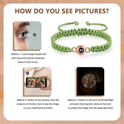 Personalised S925 Boho Macrame Projection Photo Bracelet